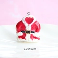 Macro detail of red Santa resin charm with dimensions 2.7x2.9cm and silver metal ring - Style 27-Santa Claus Coat