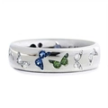Bague en argent pour femme avec papillons en zircon colorés bleus, verts et blancs - US 5 / Or blanc (Papillon bleu vert)
