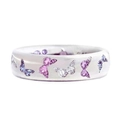 Elegant wide band ring featuring colorful zircon butterfly patterns in silver finish - White Gold (Pink Purple Butterfly)