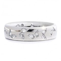 Bague en argent poli avec motifs papillons et pierres de zircone sur fond blanc pur - US 5 / Or blanc (Papillon blanc clair)