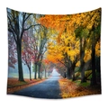 Bohemian wall tapestry with golden autumn forest landscape and tree-lined road - 73X95CM (Cross-border Brushed) / Late Autumn Tree-lined Highway(GT330087)