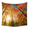 Bohemian style tapestry featuring a golden autumn forest landscape with vibrant sunbeams - 73X95CM (Cross-border Brushed) / Golden Autumn Forest Canopy (GT330086)