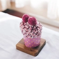 Cozy coral fleece cupcake socks in pink and white stripes with cute pom-pom details - One Size / Dusty Rose & White