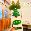 Set accessori capelli natalizi con elastico renna e fermagli per capelli a tema festivo - Set Albero di Natale