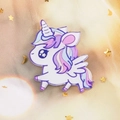 Mignonne broche licorne en acrylique blanc et violet pour sacs de petites filles - 03 Licorne Colorée