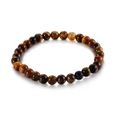Tiger eye stone beaded bracelet with matte black agate bead in minimalist style - Tiger Eye Beaded With Matte Black Accent (KB128930-Z)