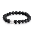 Minimalist beaded bracelet featuring matte black stones and a white marble accent bead - Matte Black Style (KB128932-Z)