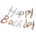 Metallic silver and copper gradient Happy Birthday banner set for birthday party decor - New Style Silver Joined Letters