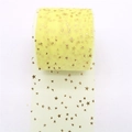 Light yellow tulle roll with shiny gold foil stars for DIY bows and hair accessories - Light Yellow