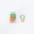 Set of pineapple shaped paper clips in green and orange with transparent storage case - Pineapple / 10 Pcs
