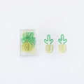 Creative cactus shaped paper clips in green and yellow finish with storage box - Cactus / 10 Pcs