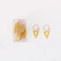 Graffette a forma di gelato rosa e gialle con una scatola trasparente portaoggetti - Gelato / 10 Pezzi