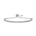 Elegant 3mm cubic zirconia tennis bracelet in silver finish with adjustable sliding clasp - Silver