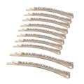 Set van 10 gouden haarspelden met strass en sprankelende kristallen op wit - 10 Stuks Verpakking / Goud (B4103)