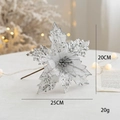 20cm white artificial Christmas poinsettia with silver sequins for tree decoration - Silver