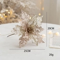 Champagne gold 20cm artificial poinsettia flower with sequins for Christmas tree decor - Champagne