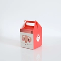 Christmas Santa Claus gift box in red and white with top handle for holiday treats - 8.5*8.5*10cm / Orange Red (Santa Claus)