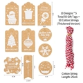 E(50 Tags +50 Red And White Cotton String)