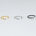 Set di 3 anelli per naso a C in acciaio inossidabile nei colori oro, argento e nero - Stile Zirconia 3mm / 0.8x6mm / Color Acciaio