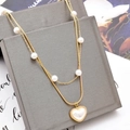 Pearl Double Chain Heart Necklace K310