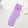 Lavender purple slouch socks in ribbed knit texture with comfortable elastic cuffs - One Size / Purple