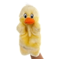 Marionnette en peluche canard jaune pour histoires, en tissu doux avec un visage amical - Canard