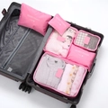 Travel organizer bags set for luggage, pink packing cubes for clothes and shoes storage. - Pink