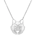 Collana minimalista in acciaio inossidabile con pendente a testa di lupo traforato - Leone/Lupo Argento