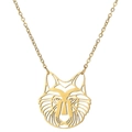 Collana in acciaio inossidabile dorato con ciondolo a forma di lupo traforato per donna - Leone/Lupo Oro