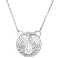 Collana minimalista in acciaio inossidabile argento con ciondolo testa di leone vuota - Orso Argento