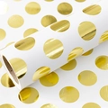 Roll of premium white wrapping paper featuring shiny metallic gold polka dot patterns - 50x70cm / White Base Big Gold Dots