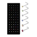 Set of 60 pieces stainless steel nose studs with colorful rhinestones in a storage box - Multicolor L-Shape 60Pcs/Box-1.5/2.0/2.5mm