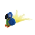 Parrot-shaped plush cat toy with colorful feathers and interactive sound simulation - Melody Chaser Blue Parrot