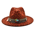 Dettaglio cappello fedora leopardato con fascia etnica di perline e pietra turchese - M(56-58cm) / Borgogna