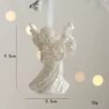 Sparkling white Christmas angel ornament playing violin for festive tree decoration - Musical Angel Style C