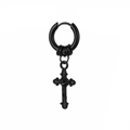 Classic black stainless steel cross earrings with embossed figure in gothic style - Jesus Relief Cross