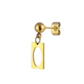 Golden titanium steel stud earring featuring a ball top and rectangular hollow pendant - Rectangular Hollow Style (No. 11) / Gold
