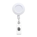 Single white retractable badge reel with durable ABS shell and flexible PVC strap - White