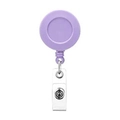 Retractable purple ABS ID badge holder clip with secure snap strap for office use - Purple