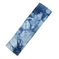 Elastic blue and white tie-dye wide sports headband for yoga running and fitness activities - Deep Blue Tie-Dye
