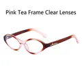 Vintage cat-eye eyewear with pink tea frames and clear lenses for fashion look - Pink Tea Frame / Clear Lenses