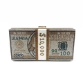 Detailed view of the luxury rhinestone-encrusted dollar stack clutch evening bag - Gold