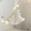 White glitter double bell Christmas ornament with bow for festive tree decoration - 3D Bell