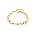 Poliertes 18K vergoldetes Edelstahl-Armband mit ovalen Kettengliedern für Damen - Einfache Ovale Gliederkette Stil (SB22043002)