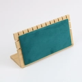 Bamboo jewelry stand with dark green velvet for 11 necklaces and rings storage - L-shaped 12-Position Necklace Display Board