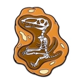 Spilla in smalto con fossile di scheletro di dinosauro e sfondo stile ambra con dettagli - Fossile di Scheletro di Pterosauro (XZ6867)