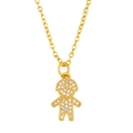 Dettaglio macro del ciondolo a forma di ragazzo dorato con pavé di zirconi bianchi - nkq86 Bambino (Zirconia Bianca)