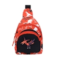 Cute orange dinosaur kids chest bag with adjustable strap and cartoon print pattern - Pterosaur Patch / Red