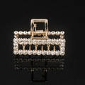 Detailed macro view of the golden alloy hair claw with sparkling rhinestone crystals - Gold Full Rhinestone Square Claw Clip