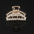 Detailed close-up of golden alloy hair claw clip with multiple rows of sparkling rhinestones - Gold Full Rhinestone Small Moon Claw Clip
